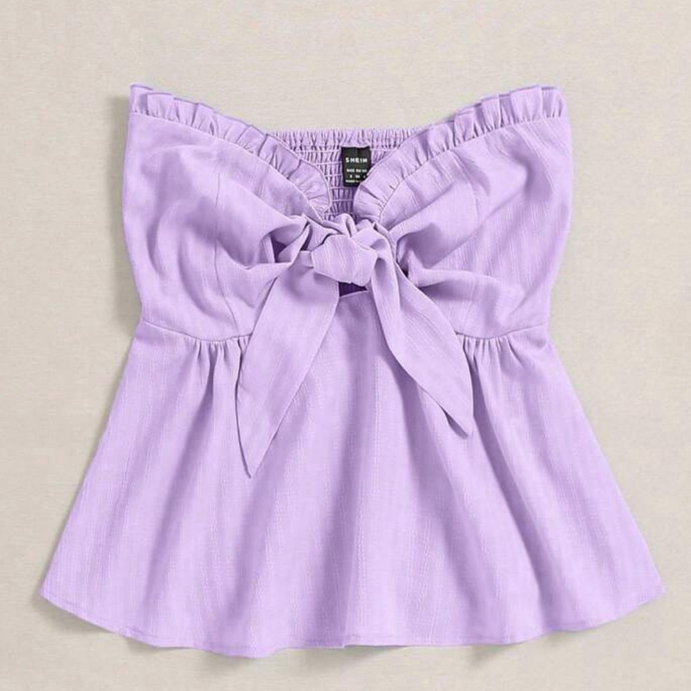 Purple strapless top